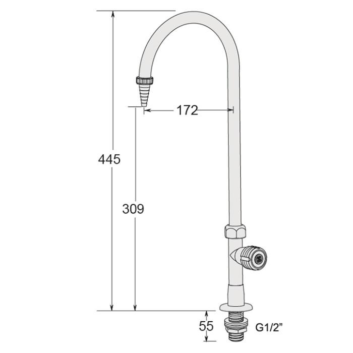 Deck Mounted Water Tap - Swing Gooseneck