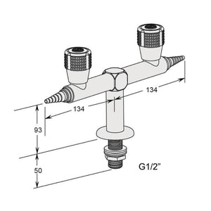 Deck Mounted, Double Water Valve - 180 Degrees
