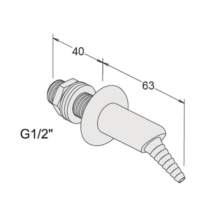 Panel Mounted Gas Outlet - 45 Degrees