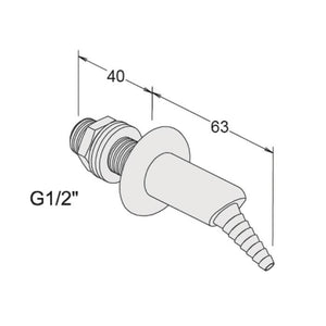 Panel Mounted Gas Outlet - 45 Degrees