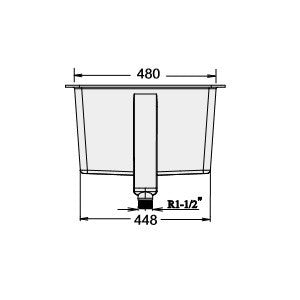 Polypropylene Sink with Overflow 550x450x310 mm