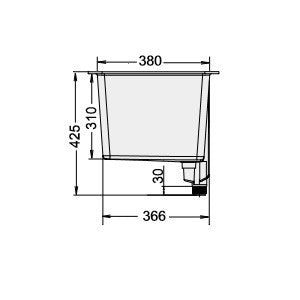 Polypropylene Sink with Overflow 550x450x310 mm